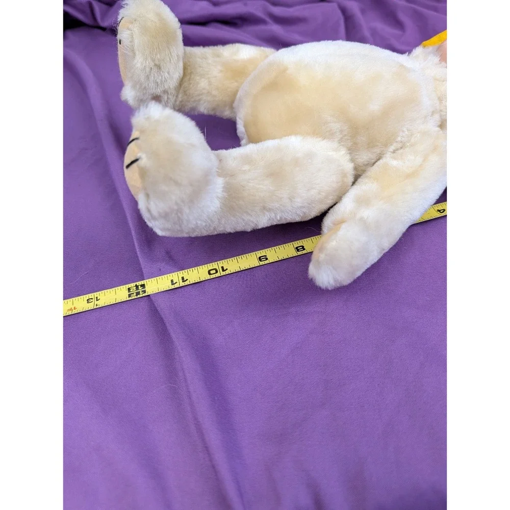 VTG 90s Plush Porcelain Human Faced Teddy Bear Hair Eyelashes Brass Button Hat